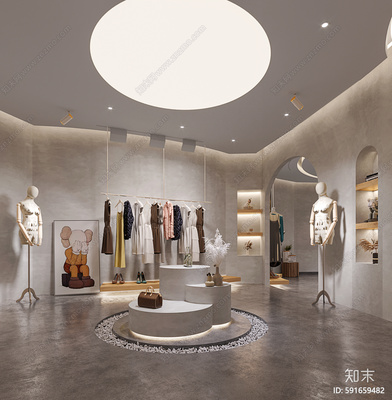 侘寂風(fēng)服裝店3D模型下載【ID:591659482】